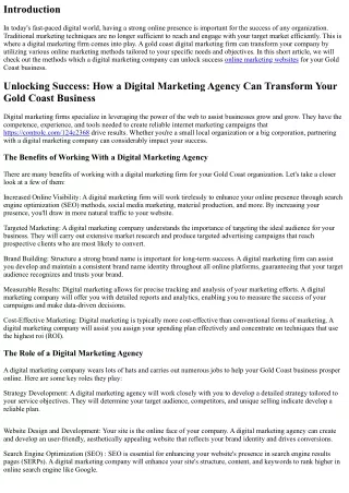 Unlocking Success: How a Digital Marketing Company Can Change Your Gold Coast Bu