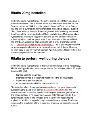 Ritalin 20mg bestellen