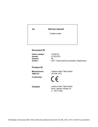 LIEBHERR LR 636-1275 CRAWLER LOADER Service Repair Manual