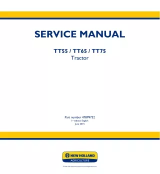 New Holland TT55 Tier3 engine, 4WD Tractor Service Repair Manual