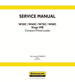 New Holland W70C HS Stage IIIB Compact Wheel Loader Service Repair Manual