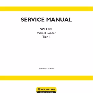 New Holland W110C Tier 2 Wheel Loader Service Repair Manual