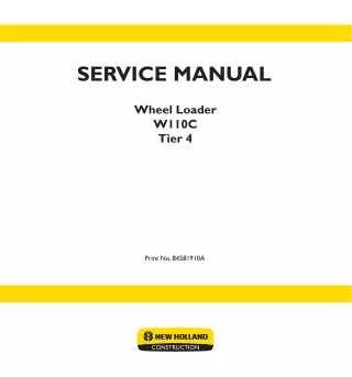 New Holland W110C Tier 4 Wheel Loader Service Repair Manual