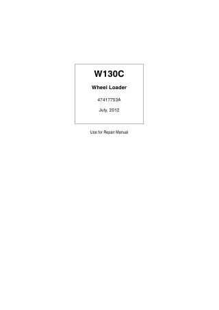 New Holland W130C Wheel Loader Service Repair Manual