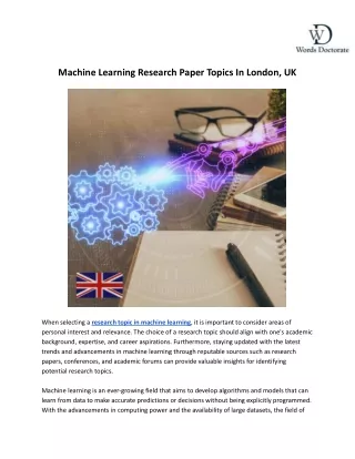 Machine Learning Research Paper Topics In London, UK