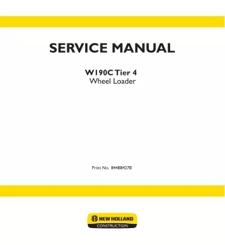 New Holland W190C Tier 4 Wheel Loader Service Repair Manual