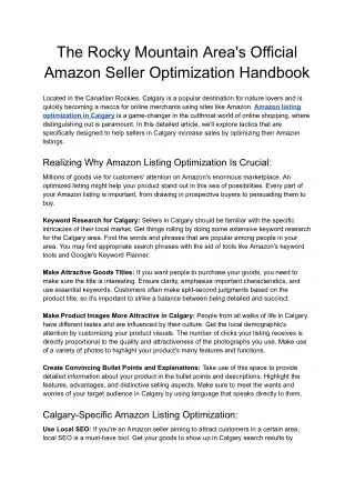 The Rocky Mountain Area's Official Amazon Seller Optimization Handbook - Google Docs