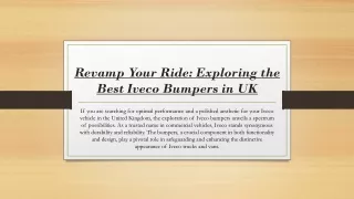 Revamp Your Ride Exploring the Best Iveco Bumpers in UK