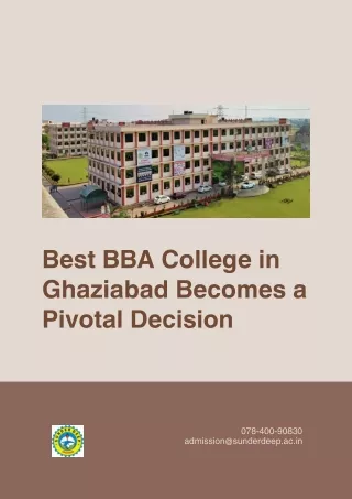 Best BBA College in Ghaziabad Becomes a Pivotal Decision