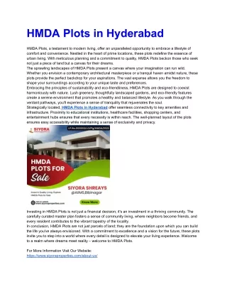 HMDA Plots in Hyderabad