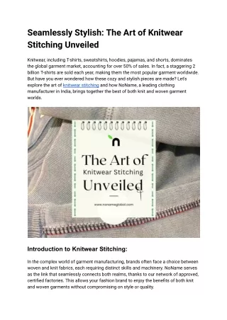 Seamlessly Stylish_ The Art of Knitwear Stitching Unveiled