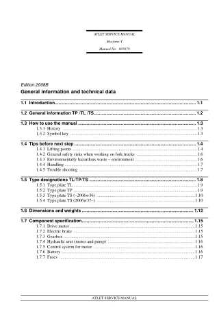 Nissan Forklift T-frame - TS Series Service Repair Manual