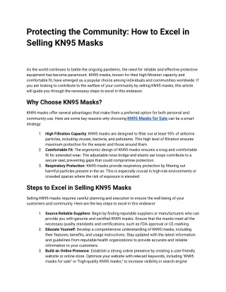 Protecting the Community_ How to Excel in Selling KN95 Masks