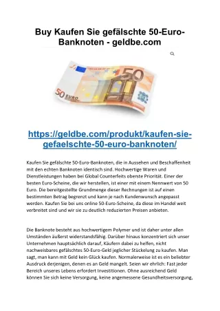 Buy Kaufen Sie gefälschte 50-Euro-Banknoten - geldbe.com