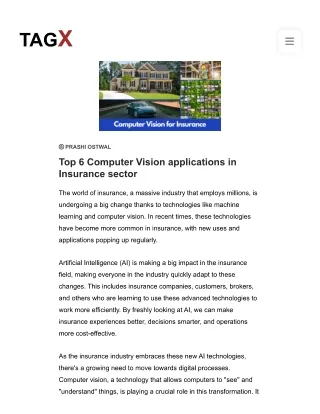 Top 6 Computer Vision applications in Insurance sector