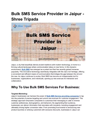 Bulk SMS Service Provider in Jaipur - Shree Tripada