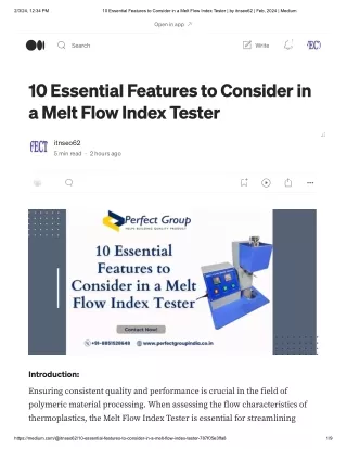 10 Essential Features to Consider in a Melt Flow Index Tester