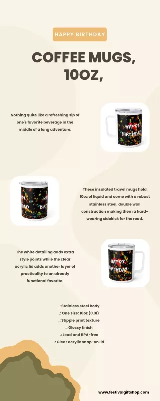 Happy Birthday Coffee Mugs, 10oz,