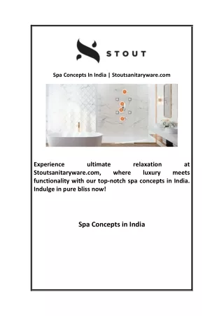 Spa Concepts In India Stoutsanitaryware com