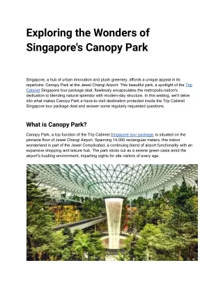 Exploring the Wonders of Singapore's Canopy Park