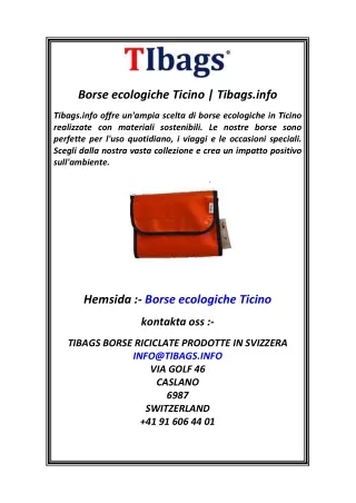 Borse ecologiche Ticino  Tibags.info