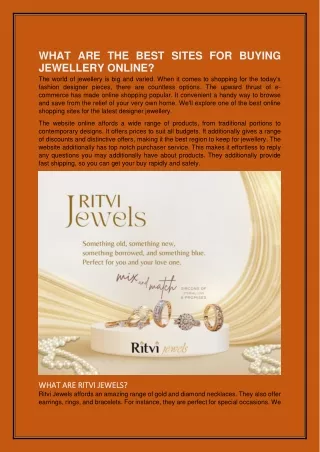 Best Sites For Buying Jewellery Online - Ritvi Jewels | 9991088099