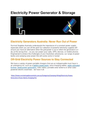 Electricity Power Generator