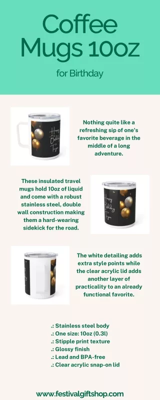 Black Insulated Coffee Mugs 10oz, Travel Coffee Mug for Birthday