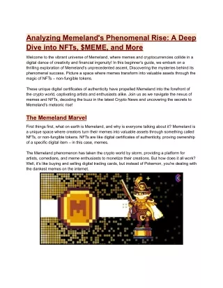 Analyzing Memeland's Phenomenal Rise_ A Deep Dive into NFTs, $MEME, and More (1)