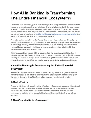 AI in Banking Transforming Financial Ecosystem with AI Use Cases