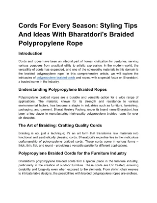 Cords For Every Season: Styling Tips And Ideas With Bharatdori's Braided Polypro