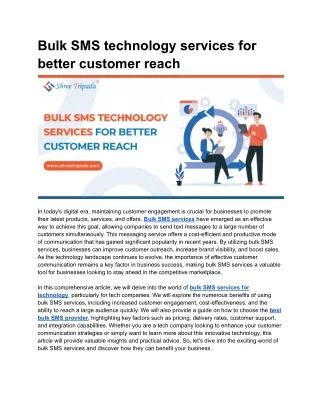 Bulk SMS Technology Services for Improved Customer Reach