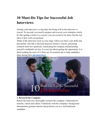 10 must do's for job interview for candidates