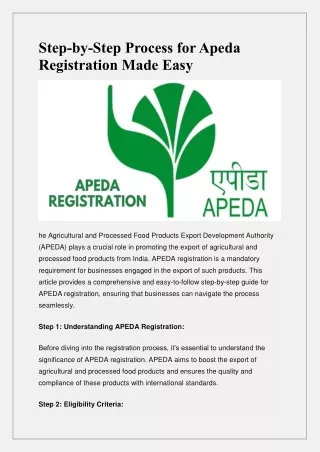 Step-by-Step Process for Apeda Registration Made Easy