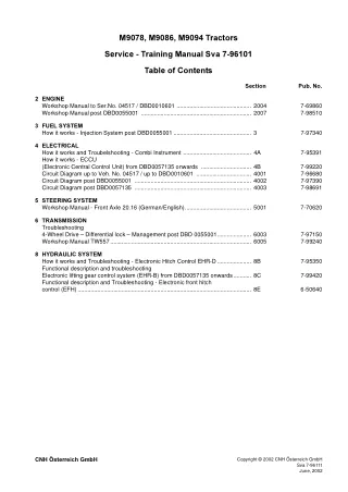 STEYR M9078 Tractor Service Repair Manual