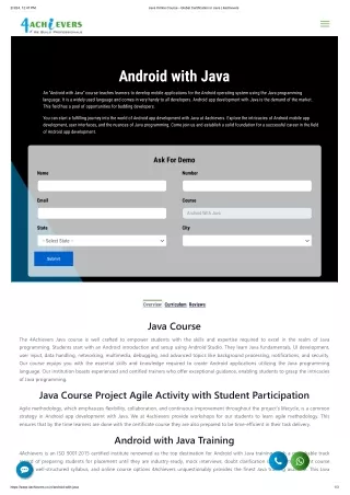 Join Android developer with Java courses from 4Achievers