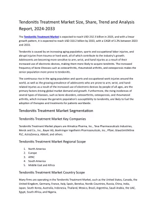 Tendonitis Treatment Market