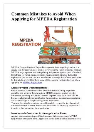 Common Mistakes to Avoid When Applying for MPEDA Registration