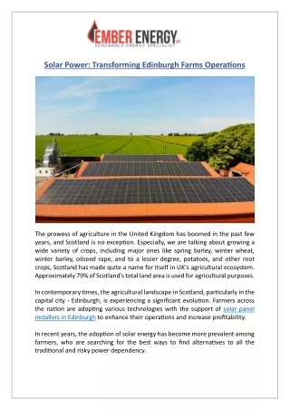 Power Up Your Edinburgh Farm | Solar Energy for Every Need