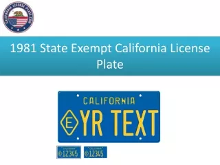 1981 State Exempt California License Plate