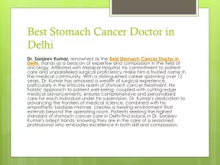 Best Stomach Cancer Doctor in Delhi