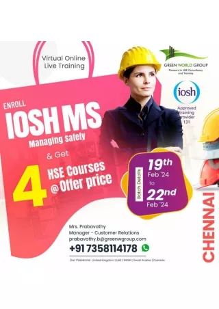 Explore HSE industry With relevant case studies -  IOSH Course  In Chennai