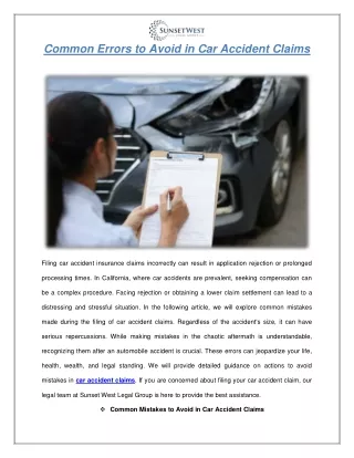 Common Errors to Avoid in Car Accident Claims