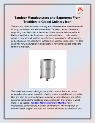 Tandoor Manufacturers in Mumbai