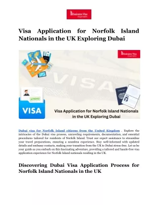 Visa Application for Norfolk Island Nationals in the UK Exploring Dubai