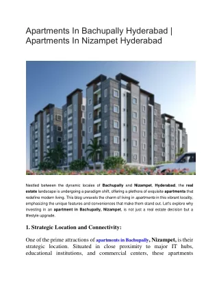 Apartments for sale in bachupally hyderabad