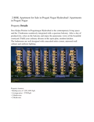 Apartment for Sale in Pragati Nagar Hyderabad