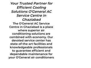 O'General AC Service Centre in Ghaziabad Ensures Peak Performance and Cooling Ex