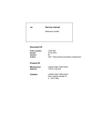 LIEBHERR T60-9-1709 3AS Telescopic Handler Service Repair Manual