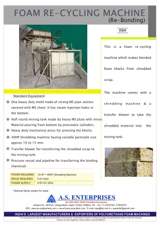 Efficient Foam Rebonding Machine | A S Enterprises